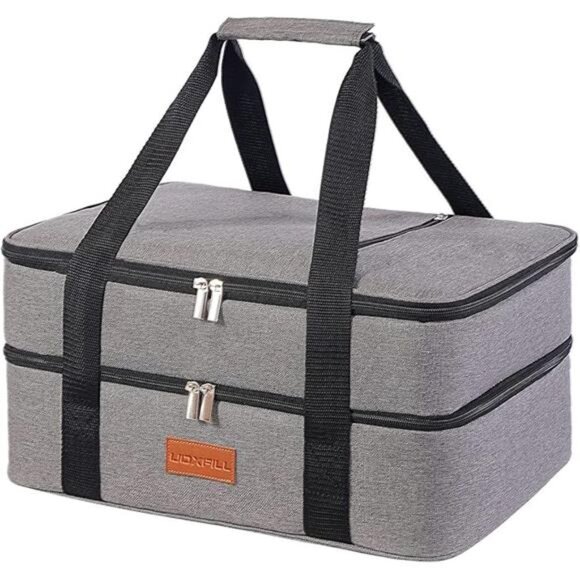 Lunch Bag Insulated Thermal FoodCarrier Insulated Double Decker CasseroleCarrier - Picture 7 of 7